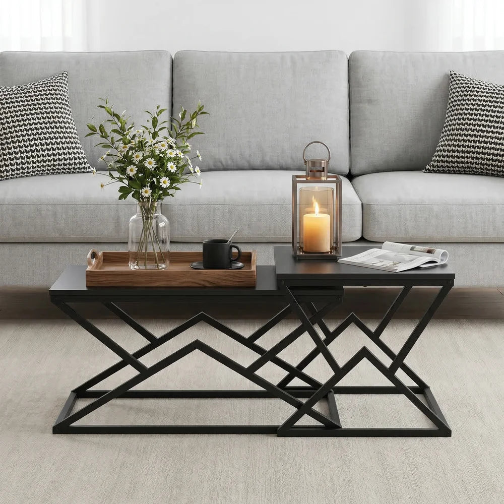 Table Basse Noire Géométrique