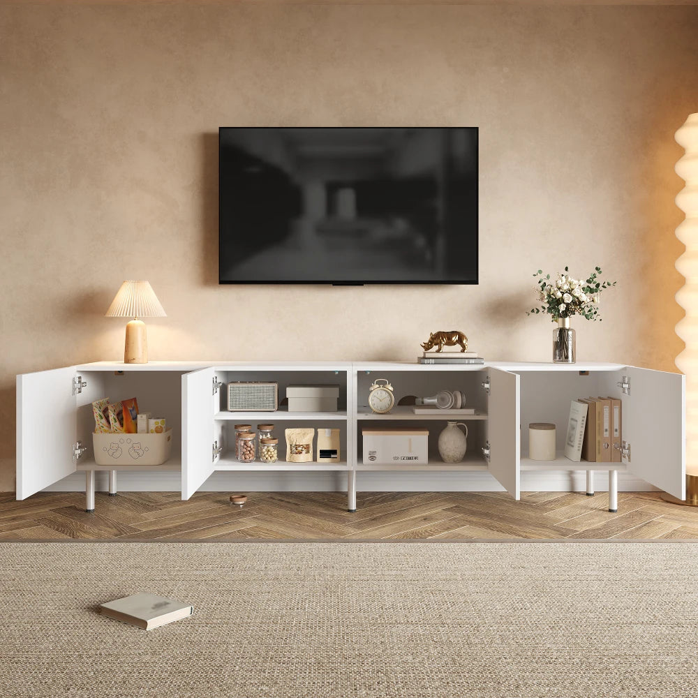 Meuble TV bas avec lignes courbes 3D