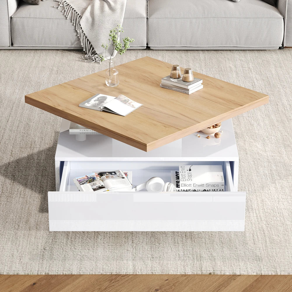 Table Basse Carrée Pivotante 360°