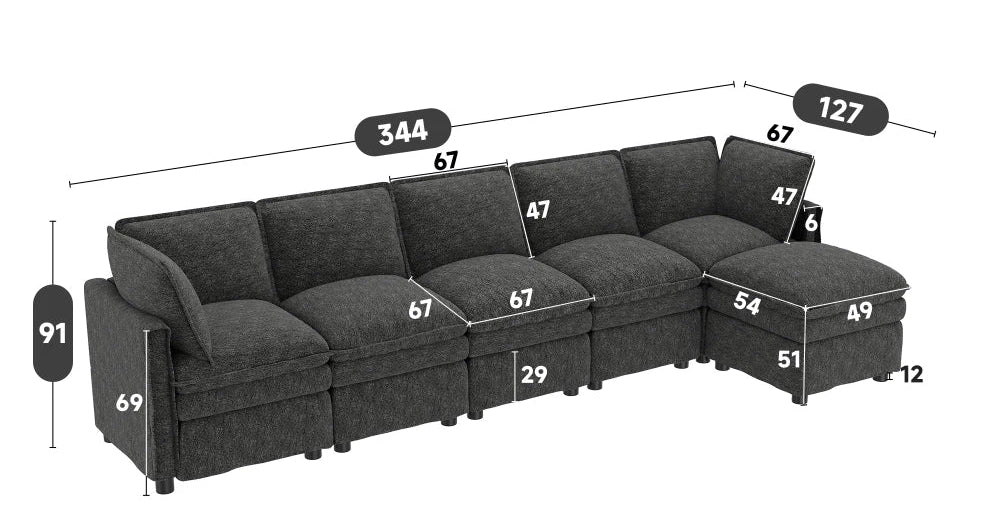 Canapé Modulable XXL avec Fonction Couchage