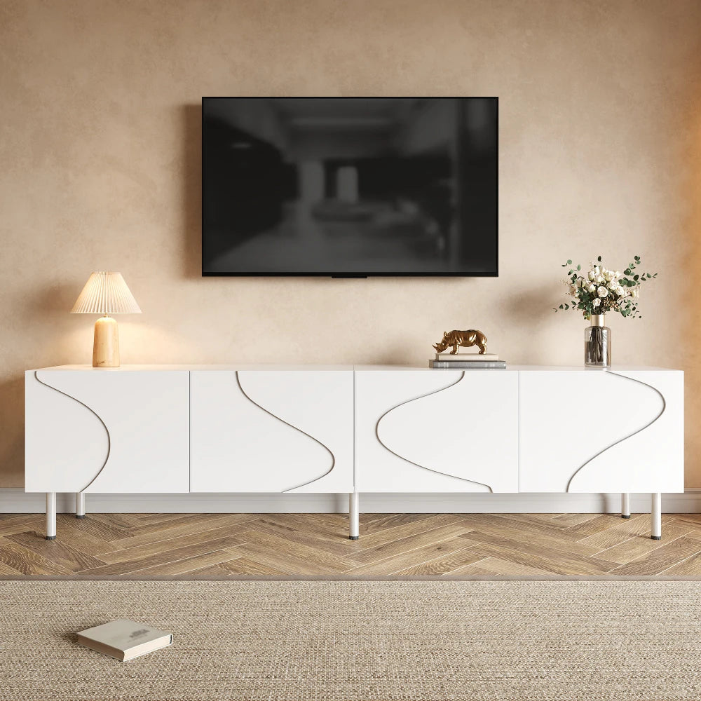 Meuble TV bas avec lignes courbes 3D
