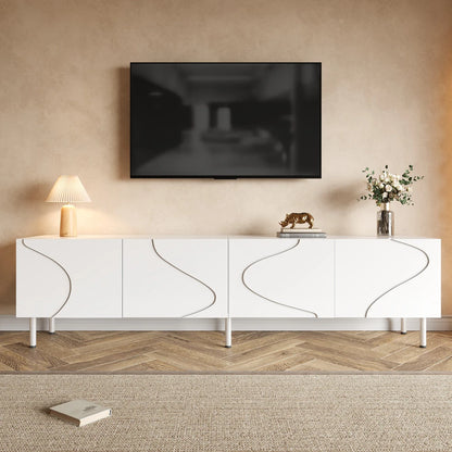 Meuble TV bas avec lignes courbes 3D