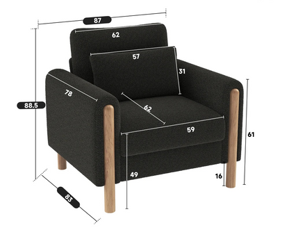 Fauteuil Lounge 1 Place en Velours Teddy