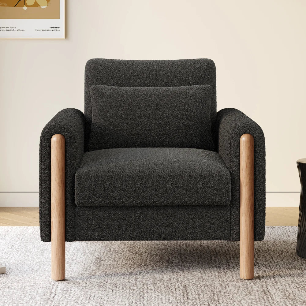 Fauteuil Lounge 1 Place en Velours Teddy