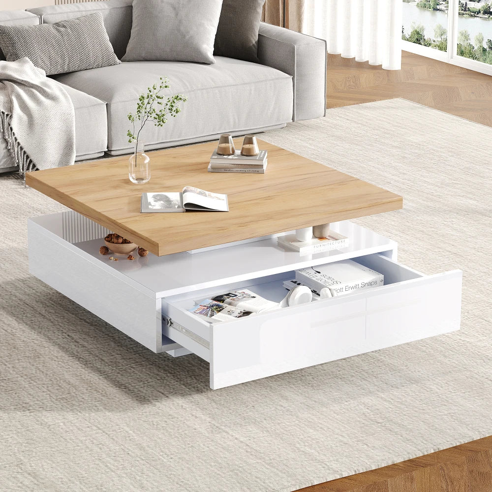 Table Basse Carrée Pivotante 360°