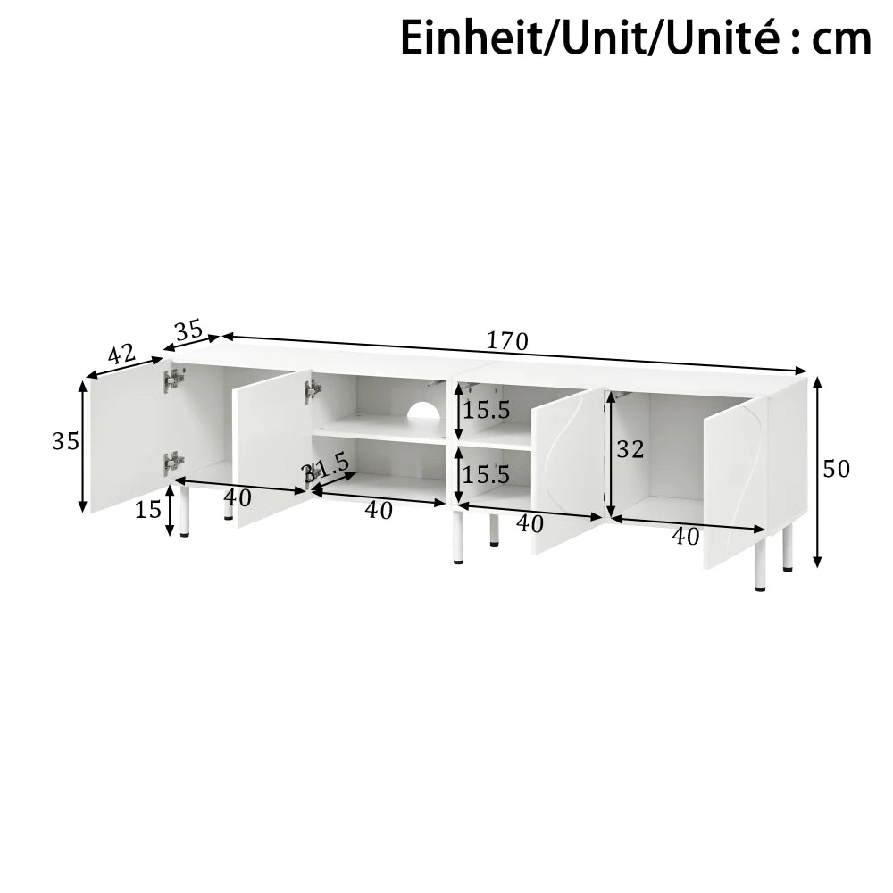 Meuble TV bas avec lignes courbes 3D