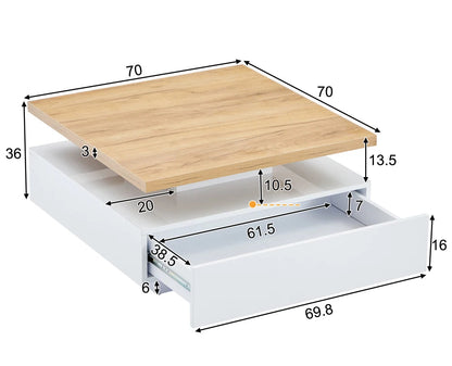 Table Basse Carrée Pivotante 360°