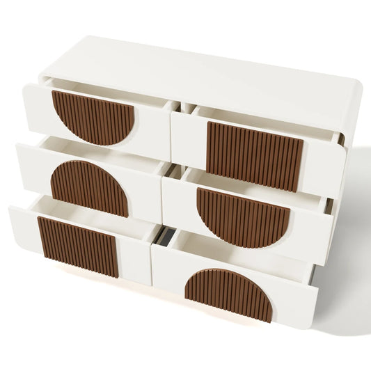 Commode 6 Tiroirs Blanc & Bois