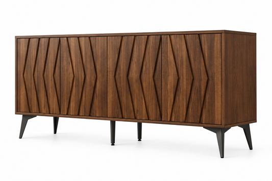 Buffet noyer vintage fond blanc