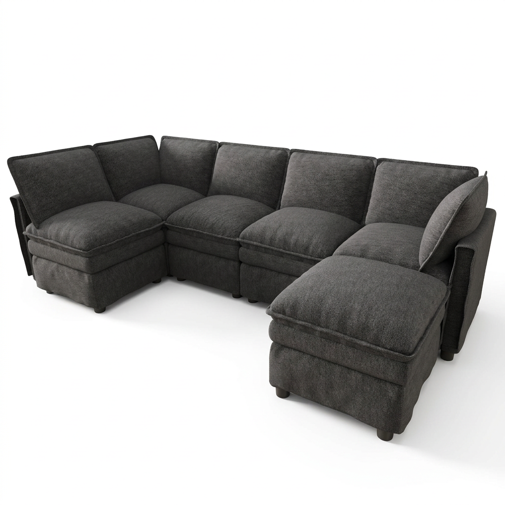 Canapé modulable XXL gris anthracite fond blanc