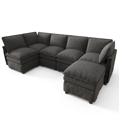 Canapé modulable XXL gris anthracite fond blanc