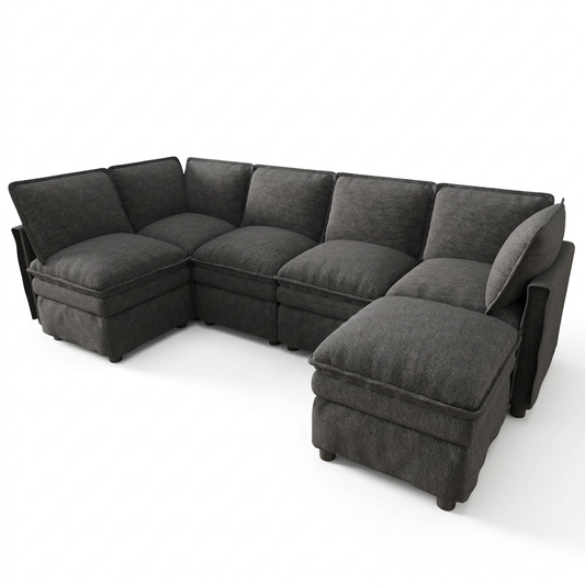 Canapé modulable XXL gris anthracite fond blanc